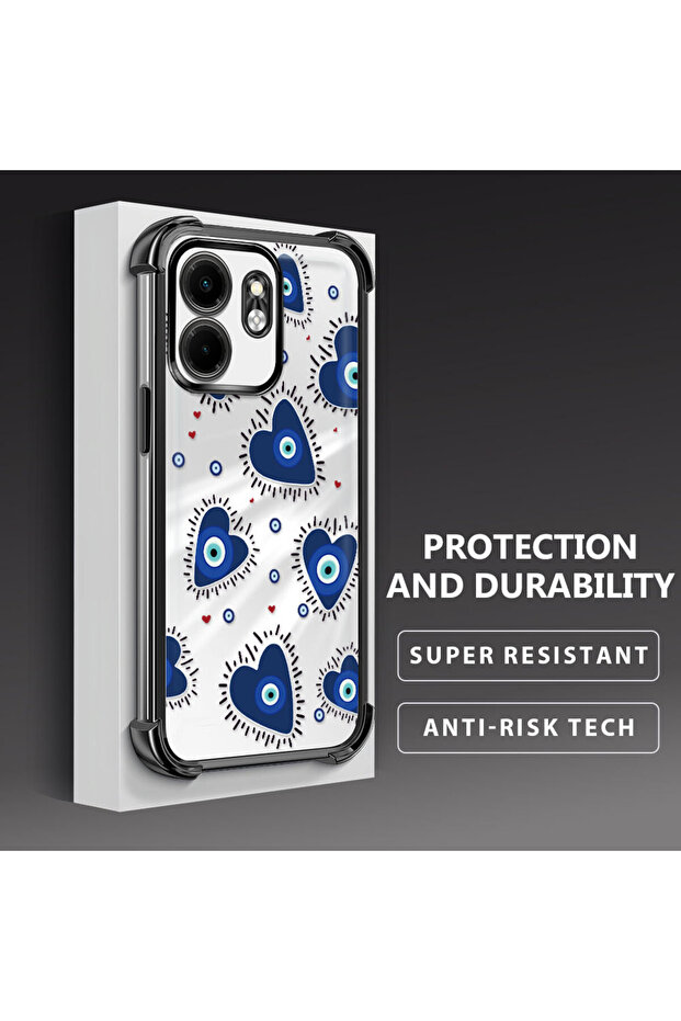 Infinix Smart 9 Compatible Transparent Silicone Flutter Protective Case Evil Eye Pattern - 4