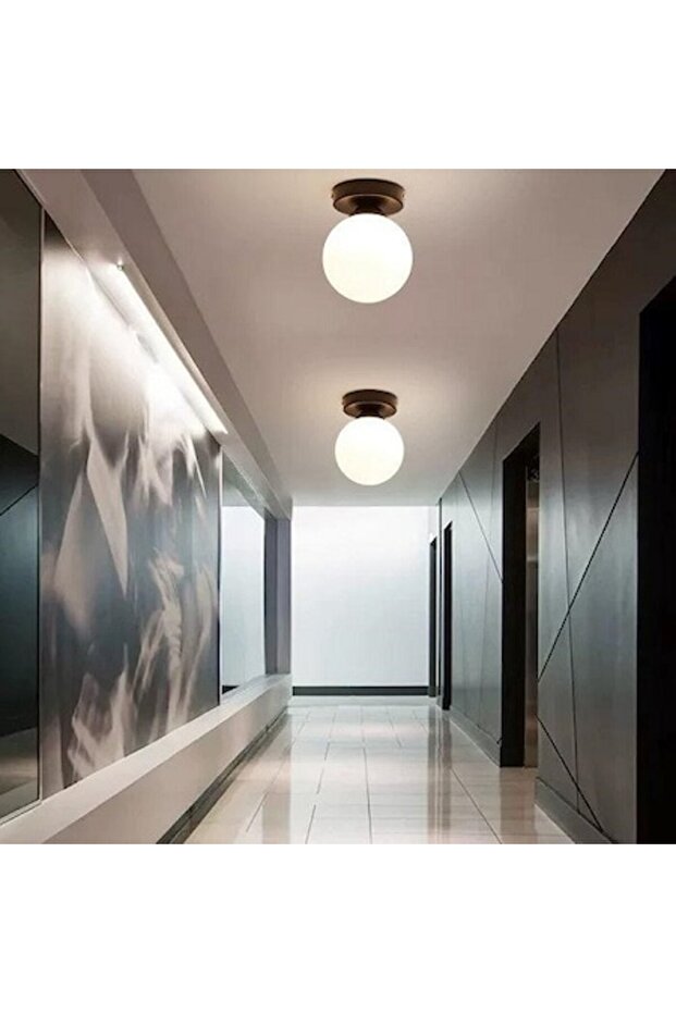 Mat Globe Wall Lamp E27 Socket Black - 1