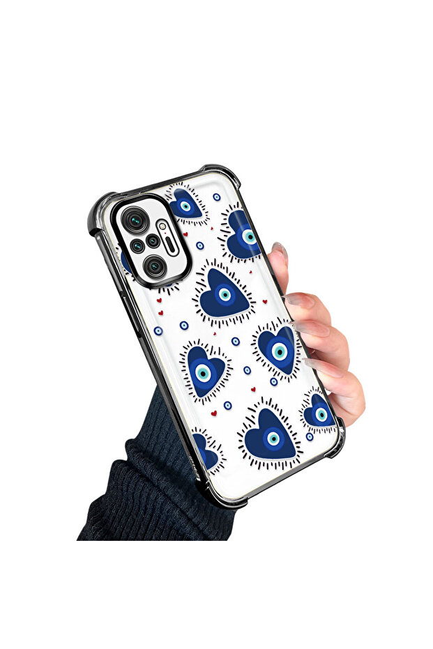 Xiaomi Redmi Note 10 Pro Compatible Transparent Silicone Flutter Protective Case Evil Eye Pattern - 4