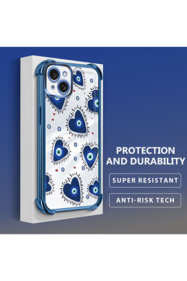 حافظة حماية من السيليكون الشفاف المتوافقة مع هاتف iPhone 15 Plus بنمط العين الشريرة - 5