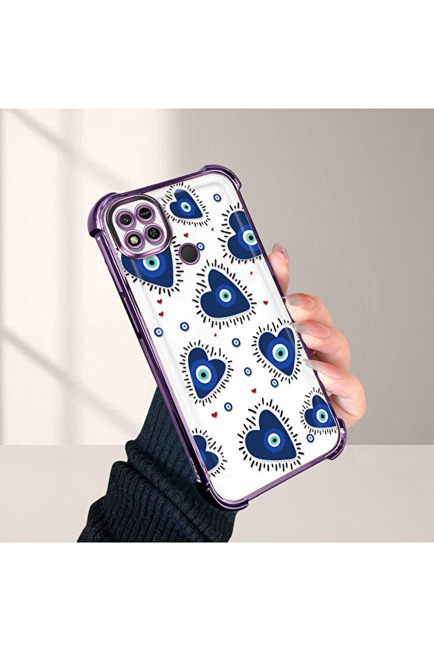 حافظة حماية من السيليكون الشفاف المتوافقة مع هاتف Xiaomi Redmi 9C بنمط العين الشريرة - 2