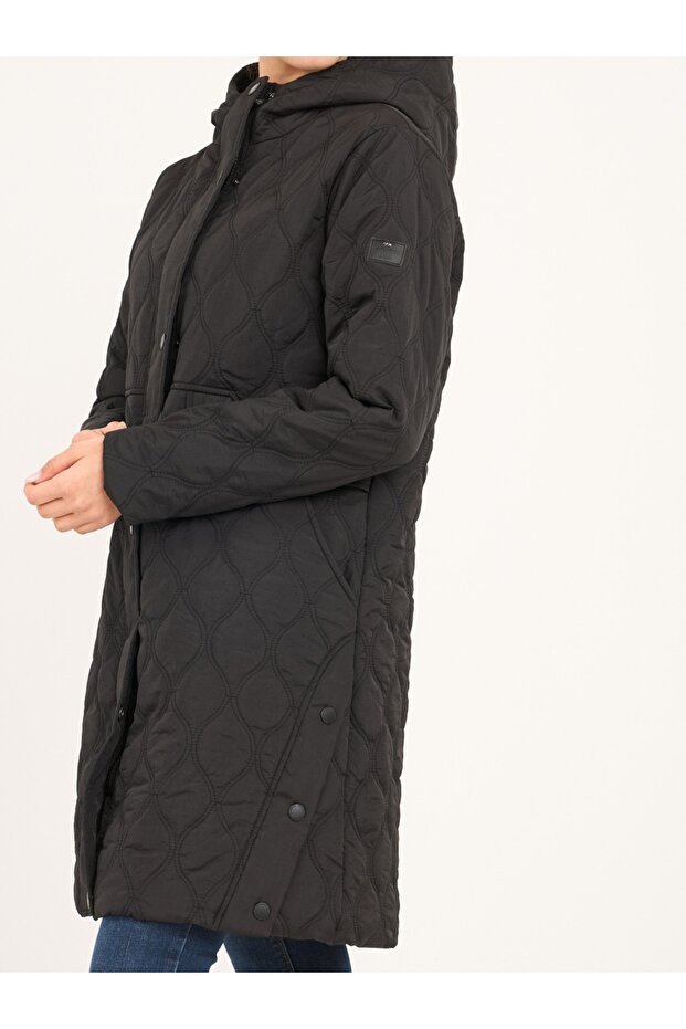 Jacheta dama lunga cu gluga si detalii - 4