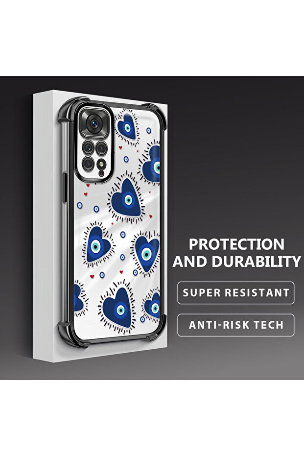 Xiaomi Redmi Note 11 Compatible Transparent Silicone Flutter Protective Case Evil Eye Pattern - 5