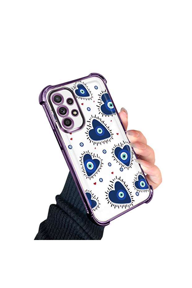 حافظة حماية من السيليكون الشفاف المتوافقة مع هاتف سامسونج جالاكسي A52 بنمط العين الشريرة - 3