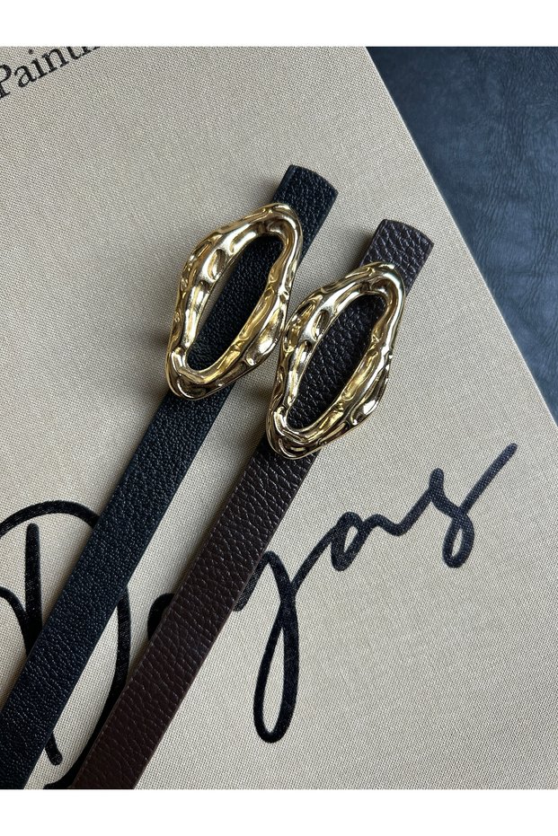 2-Pack Judge Patterned Women's Gold Buckle Belt Jacket Belt Dress Belt Trouser Belt