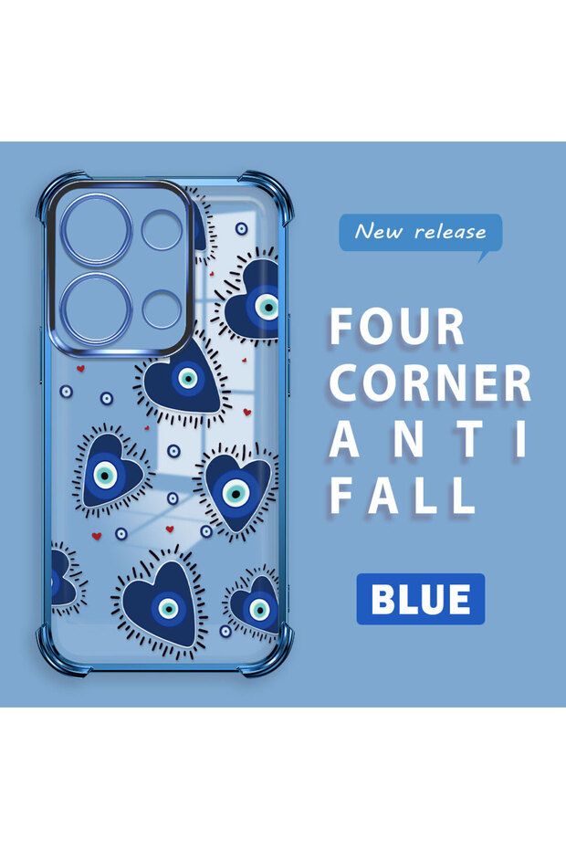 جراب حماية شفاف من السيليكون متوافق مع هاتف Xiaomi Redmi Note 13 Pro 4G بنمط العين الشريرة - 1