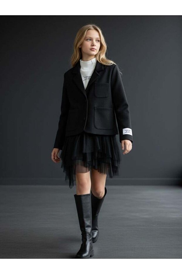 Girl's Pocketed Ksa Design Suede Jacket