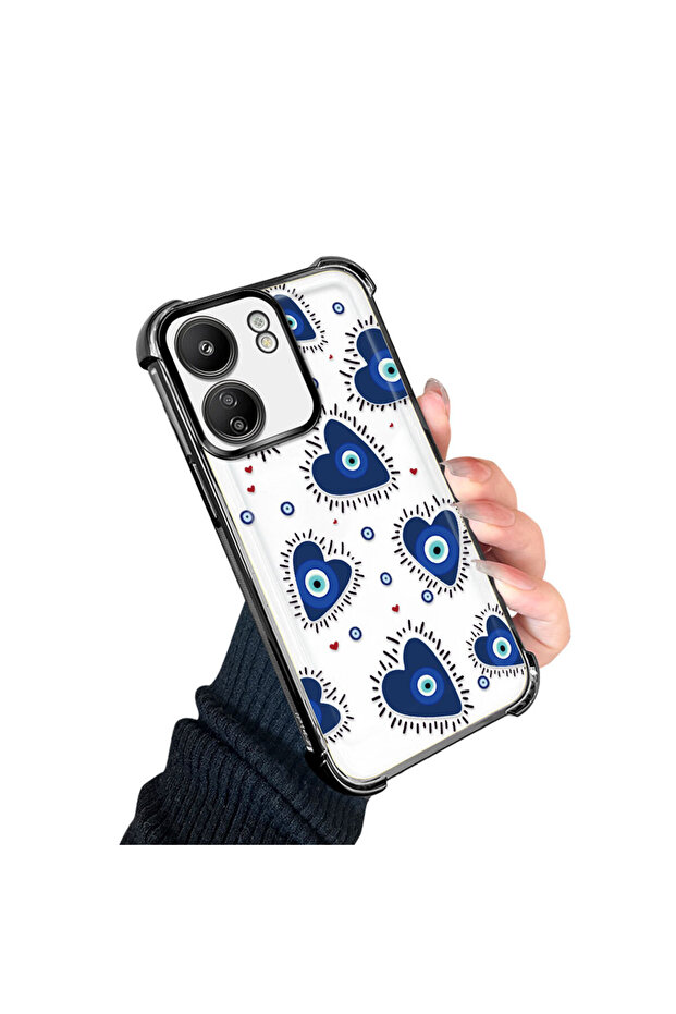 حافظة حماية من السيليكون الشفاف المتوافقة مع Xiaomi Poco C65 بنمط العين الشريرة - 3