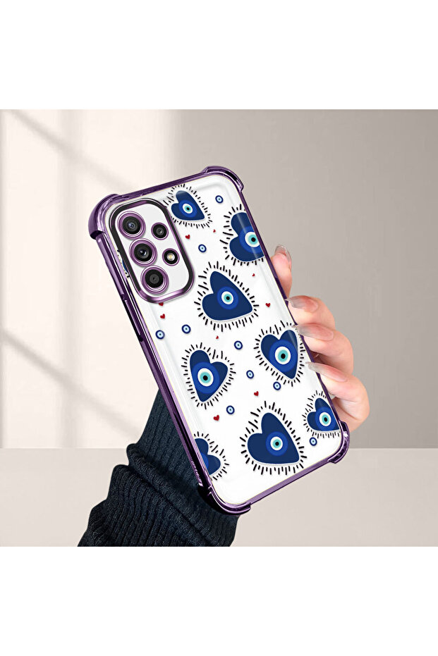 حافظة حماية من السيليكون الشفاف المتوافقة مع هاتف سامسونج جالاكسي A52 بنمط العين الشريرة - 2