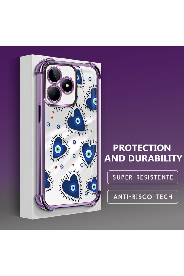 Realme Note 50 Compatible Transparent Silicone Flutter Protective Case Evil Eye Pattern - 4