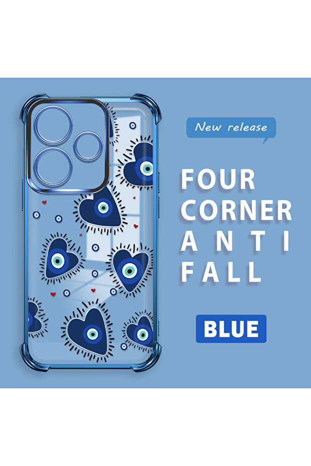 حافظة حماية من السيليكون الشفاف المتوافقة مع هاتف Xiaomi Redmi 13 بنمط العين الشريرة - 1