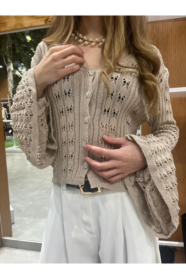 Fırfır Kollu Triko Hırka - 3