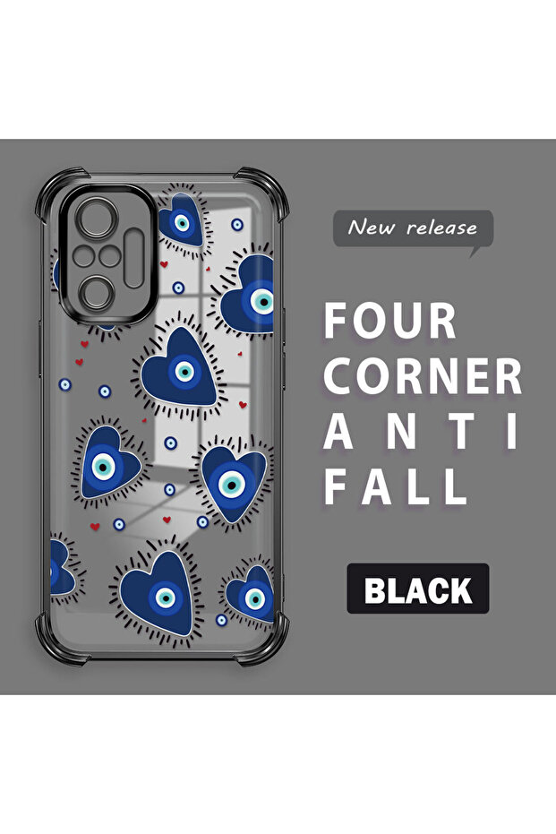 Xiaomi Redmi Note 10 Pro Compatible Transparent Silicone Flutter Protective Case Evil Eye Pattern - 1