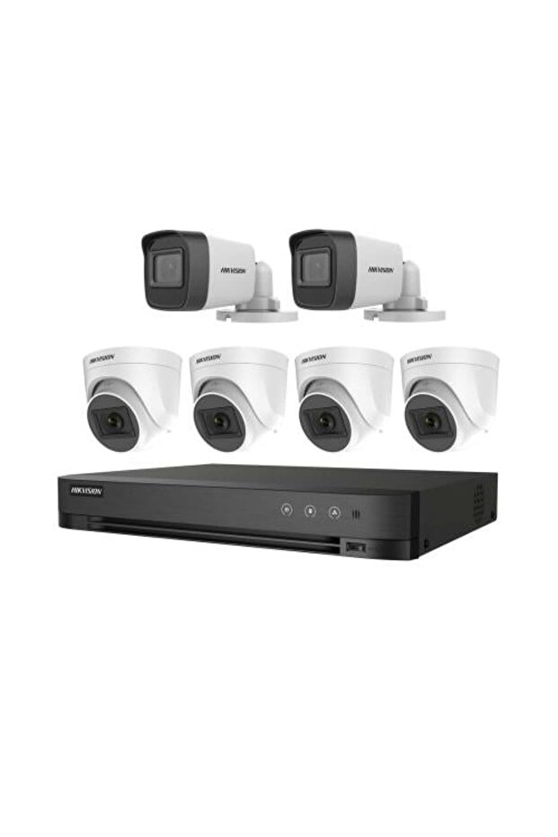 نظام كاميرات بدقة 2 ميجابكسل (2 كاميرا خارجية + 4 كاميرات داخلية) مع جهاز تسجيل فيديو رقمي (DVR) بـ 8 قنوات