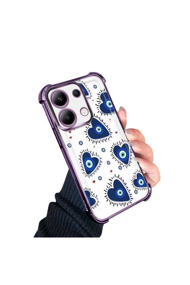 Xiaomi Redmi Note 13 Compatible Transparent Silicone Flutter Protective Case Evil Eye Pattern - 4
