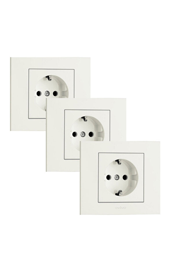 Grano White Grounded Socket with Frame 3 Pieces