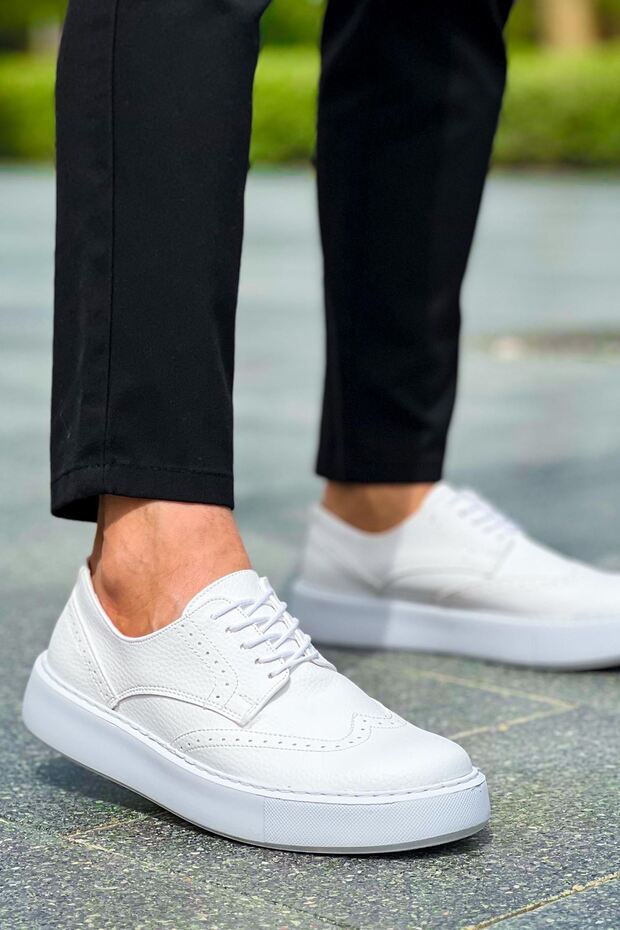 Yg149 Changer over Men's Casual Lace-Up Leather Classic Shoes Cbt - White