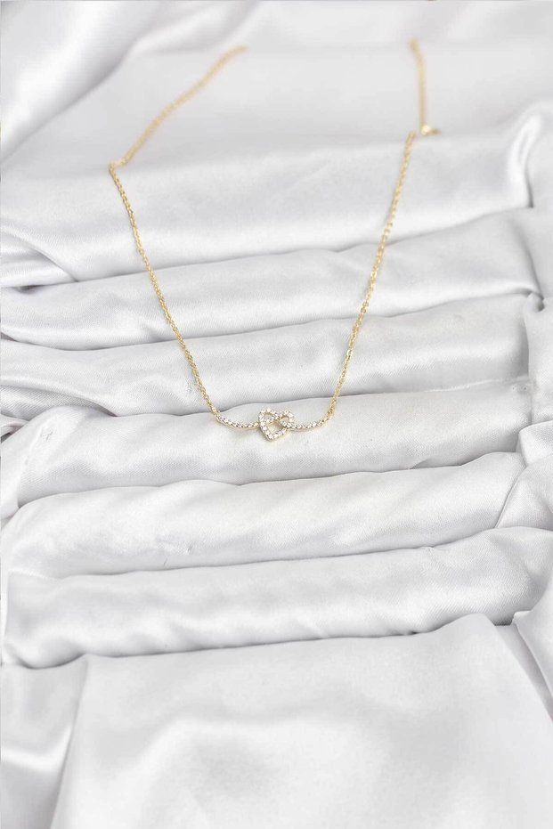 Brass Knot Heart Women's Necklace (Gold Color)