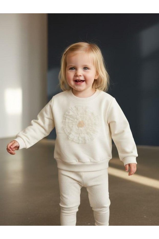 Baby Girl Cotton Floral Detailed Sweatshirt
