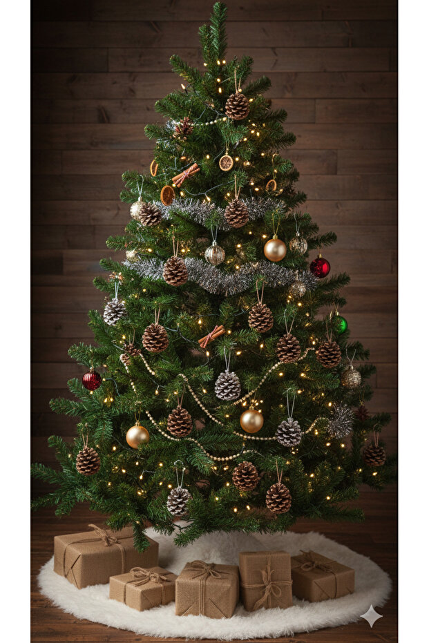 Natural Large Pine Cone Christmas, Door Ornament and Rustic Winter Decoration 5 Pieces
