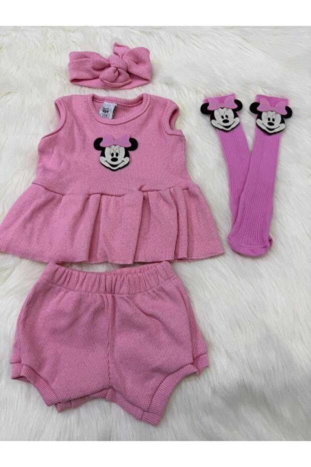Pink Ribana Set Pink Mickey Felt Bandana and Socks Set