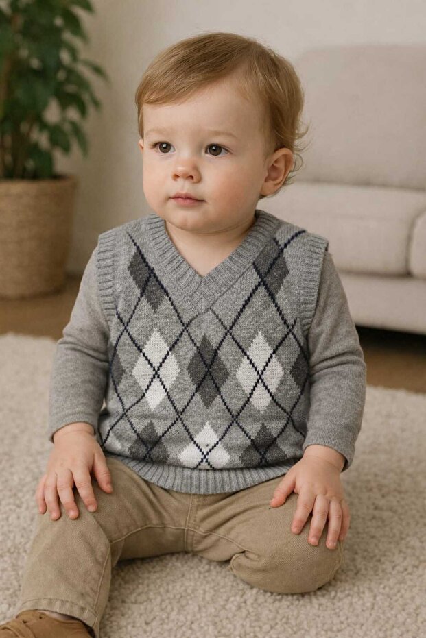 Baklava Patterned Baby Sweater