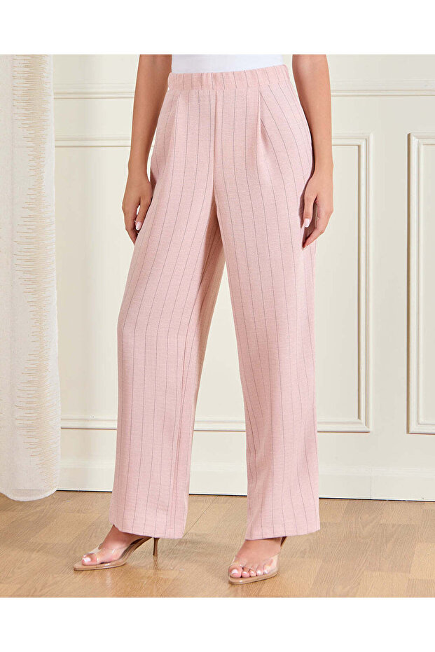 Women Pink Striped Relaxed Trousers