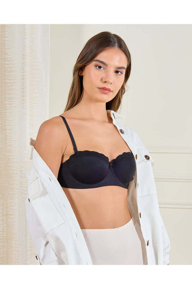 حمالة صدر أساسية بلون البشرة والأسود، عبوة من قطعتين - 3