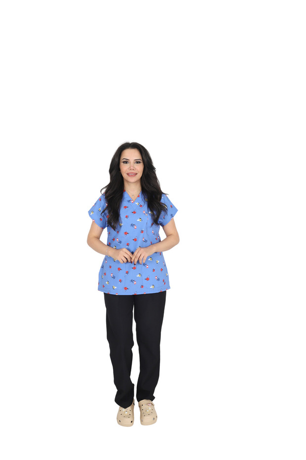 D/115 Gray Bat-Sleeve Unisex Doctor Nurse Student Terry Cotton Fabric Scrubs Single Top