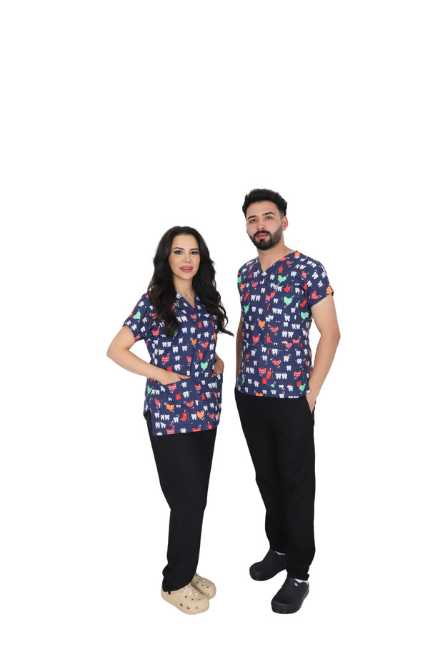 D/115 Gray Bat-Sleeve Unisex Doctor Nurse Student Terry Cotton Fabric Scrubs Single Top