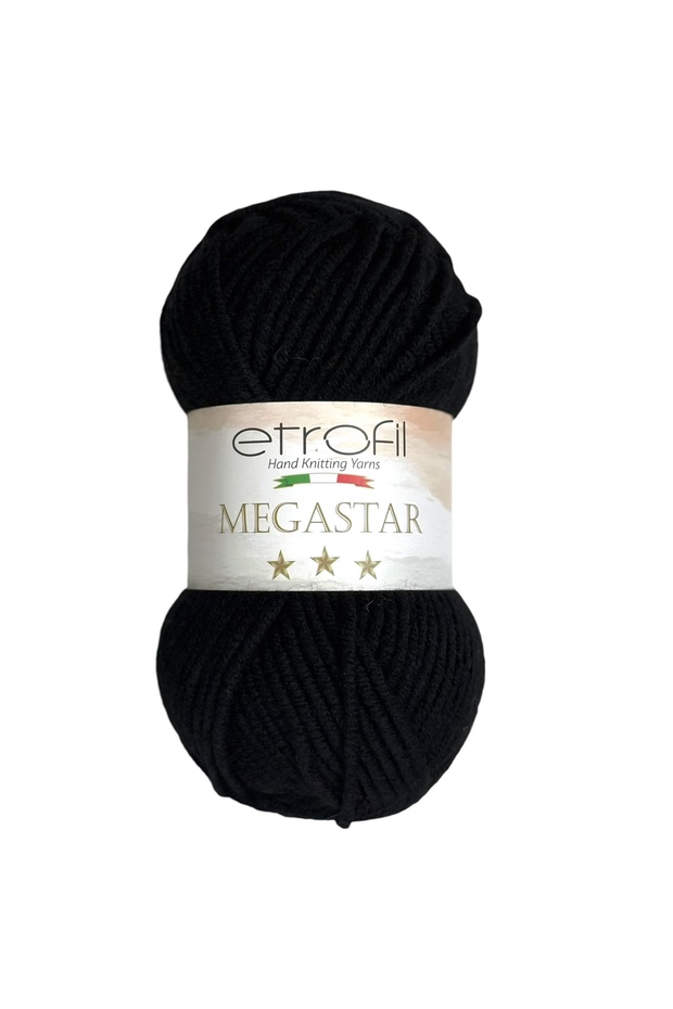 Megastar Knitting Yarn Black 75% Acrylic 25% Wool 100g 110m (70978)