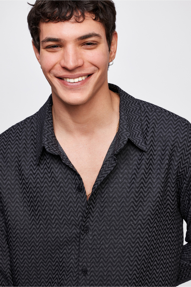 Jakarlı Modal Gömlek - 4