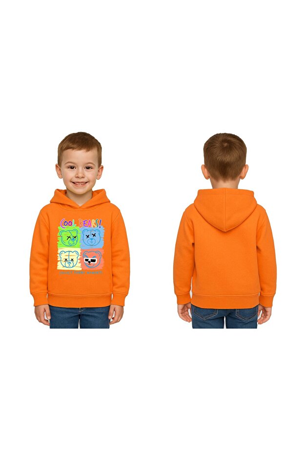 Unisex Teddy Bear Bear Printed Children's Swaetshirt Hooded 3 Thread Raster