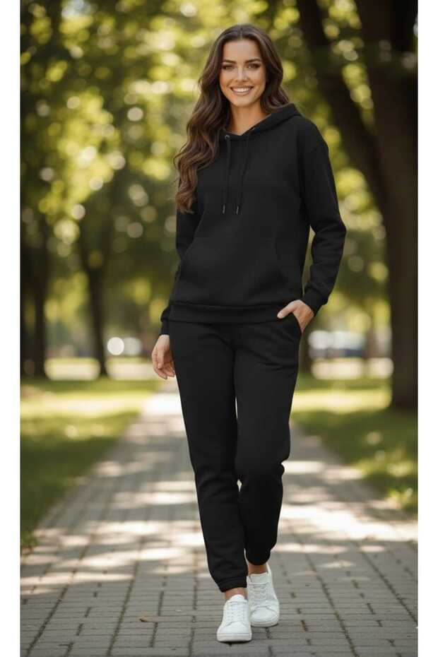 Unisex Hooded Black Bottom Top Tracksuit Set-Sportswear -Premium