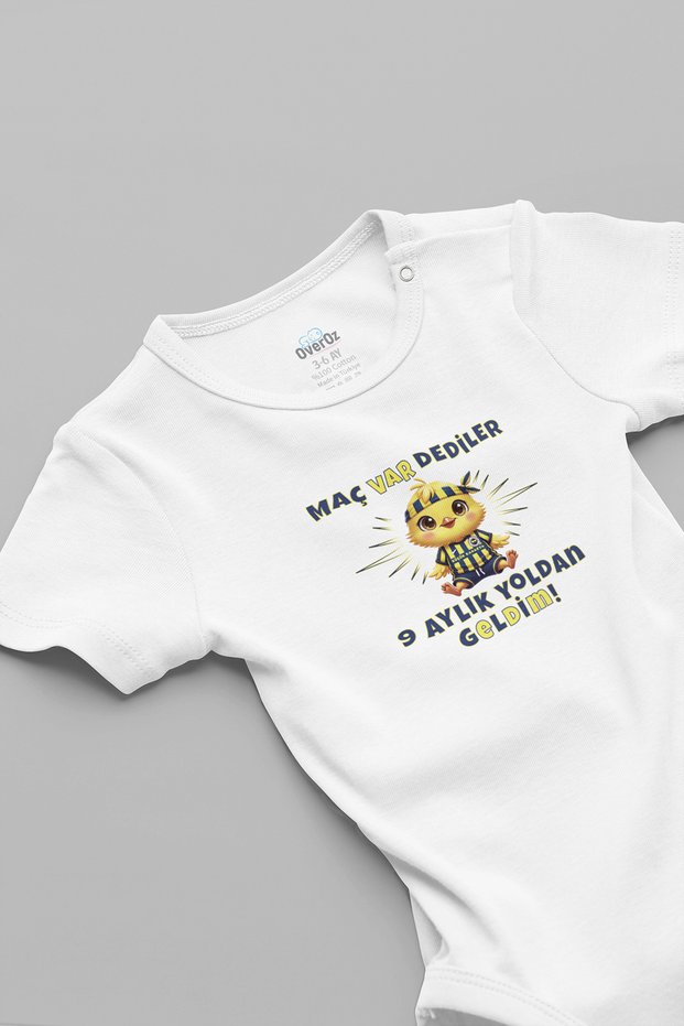 They Said There Was a Match, I Came from 9 Months of Travel, Canary Fan Baby Bodysuit with Snap Fasteners, Badi Zıbın 5910-3