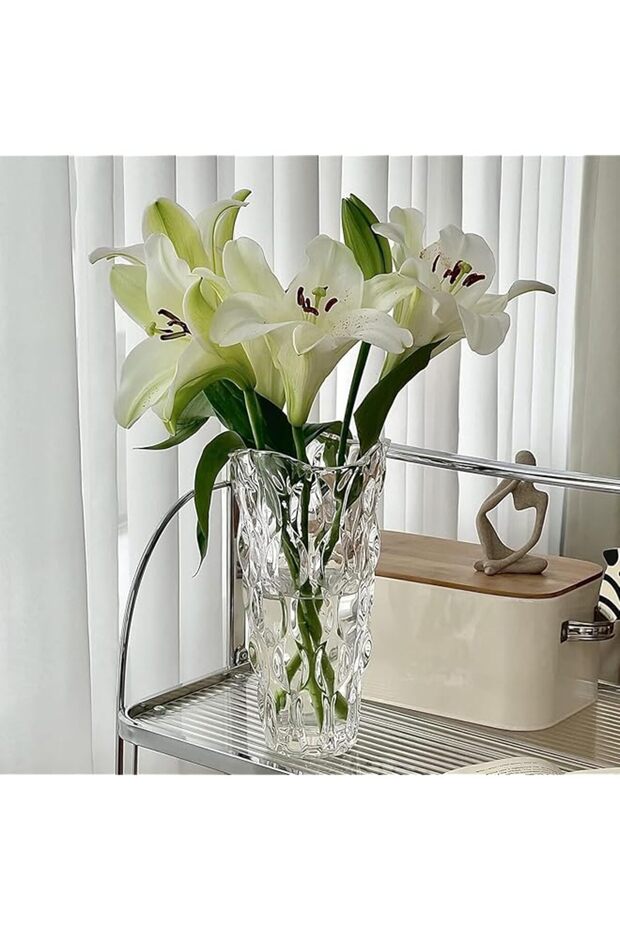 Modern Crystal Clear Glass Vase for Flowers - Heavy Duty Tall Centerpiece