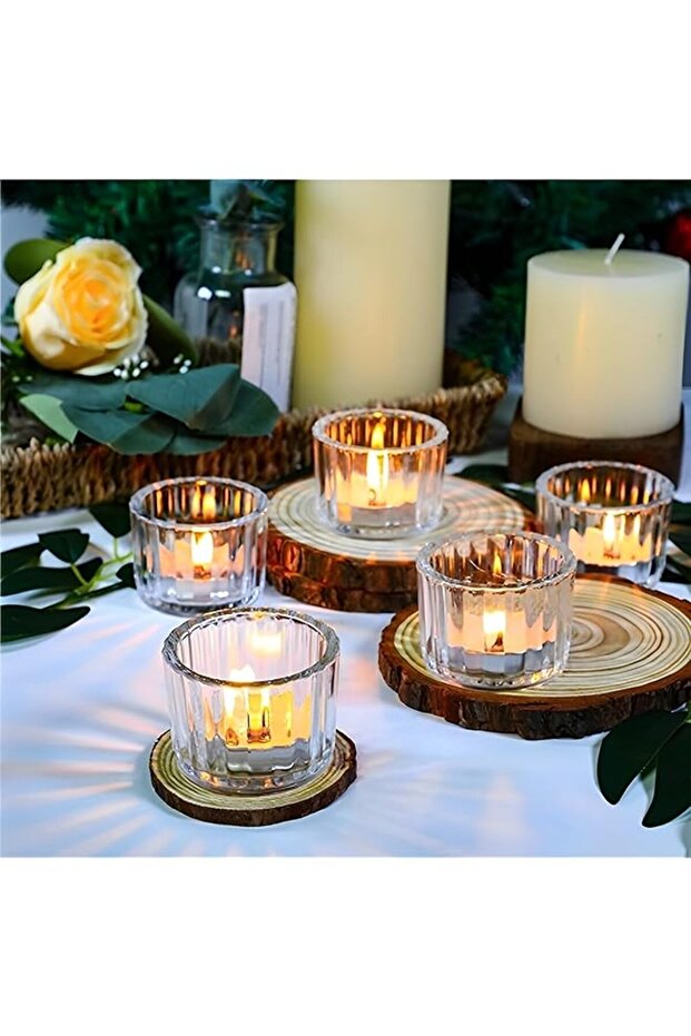 Tealight Candle Holder Set of 12 - Clear Glass Votive Holders