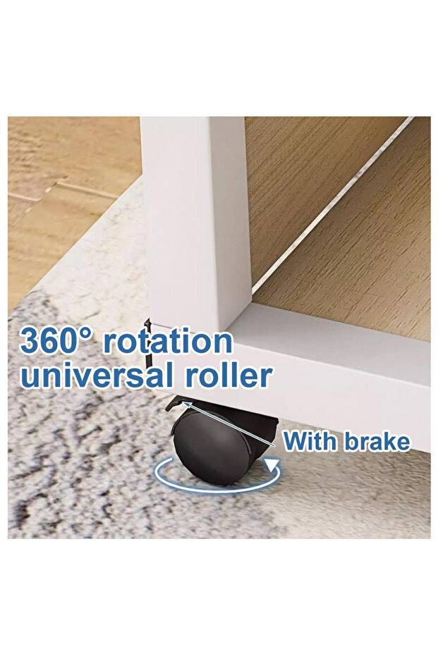 طاولة جانبية بعجلات فوق السرير، طاولة كمبيوتر متحركة قابلة لتعديل الارتفاع - 4