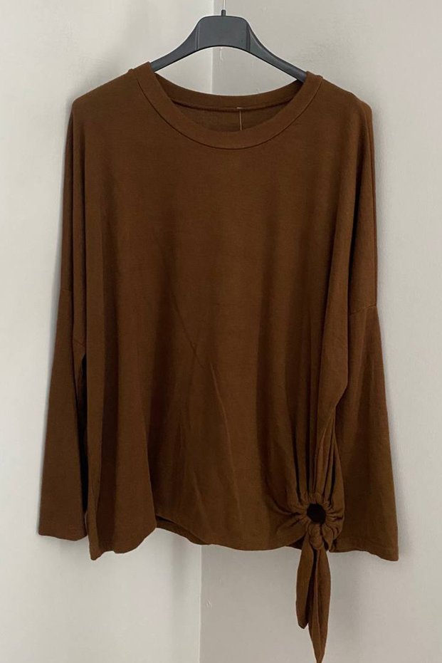 Women's Italian Round Neck Side Ring Lace Detail Knitwear Blouse Sweater