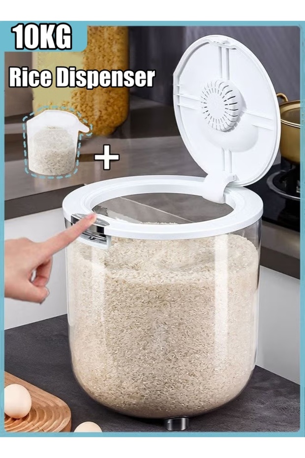 5/10/15KG Rice Dispenser Rice Container Storage with Measuring Cup Food Container Bins