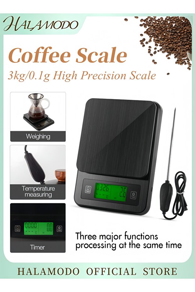 مقياس حرارة إلكتروني مزود بمؤقت وشاشة LCD رقمية، أسود، 200 × 145 × 30 مم - 1