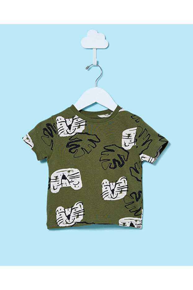 Infant Boys Green Tiger Printed T-shirt