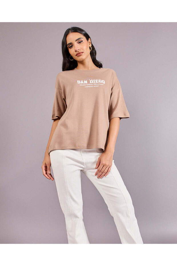 Women Beige Printed T-Shirt - 5