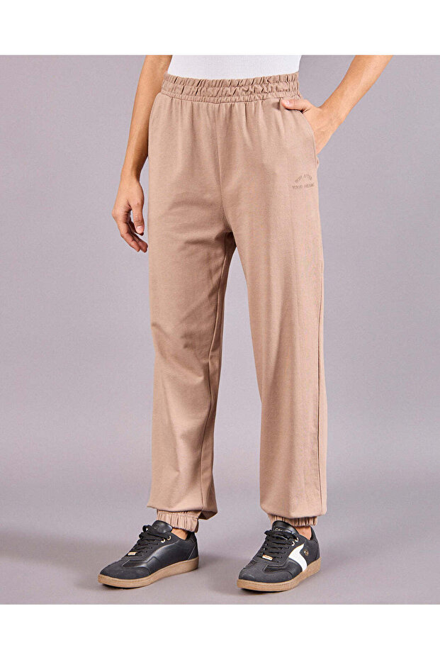 Women Brown Solid Wide Leg Joggers - 1