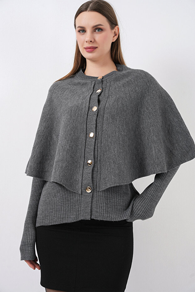 Women's Cape Knitwear Cardigan 15967 - Anthracite
