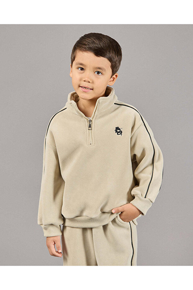 Boys Beige Printed Jogger Set (2 Piece) - 2