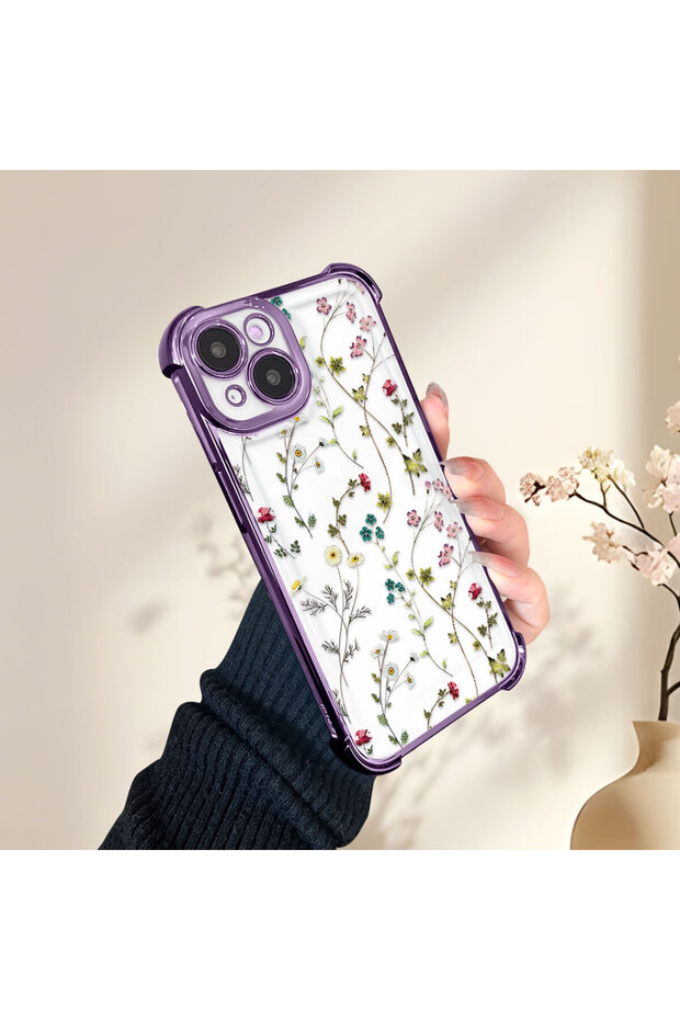 حافظة واقية من السيليكون الشفاف المتوافقة مع iPhone 16e بأنماط زهور - 5