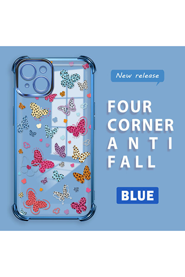 iPhone 14 Plus Compatible Transparent Silicone Flutter Protective Case Butterfly Patterns - 2
