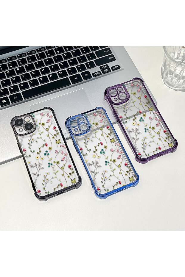 حافظة واقية من السيليكون الشفاف المتوافقة مع هاتف iPhone 14 Pro بأنماط زهور - 8
