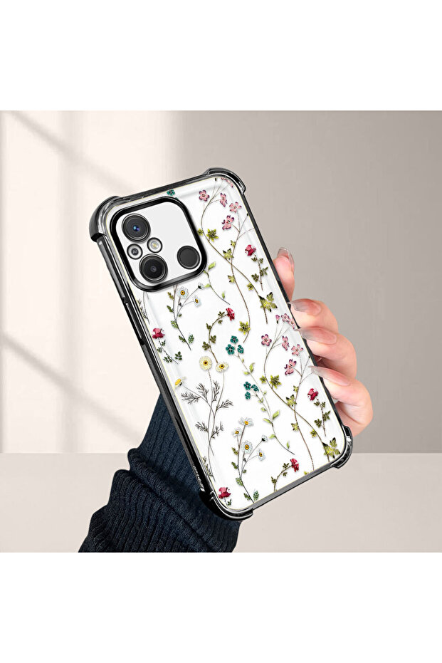 حافظة حماية من السيليكون الشفاف المتوافقة مع Xiaomi Redmi 12C، بأنماط زهور - 4